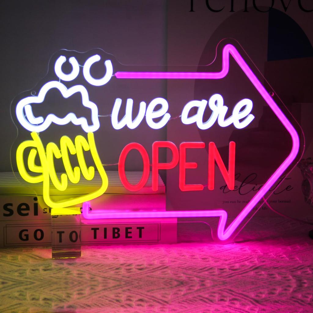 We Are Open Bar Neon Beer Open Wall Dimmable Bar Light Sign for Man Cave Pub Restaurant Tavern Hotel Business Shop Decor
