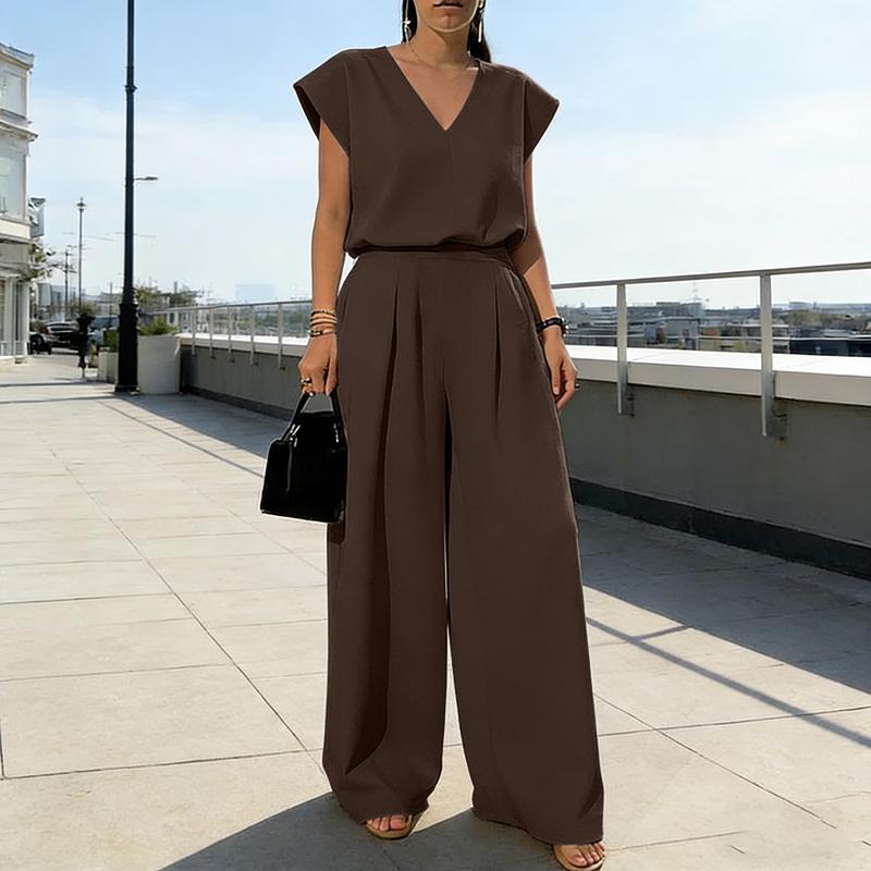 ZANZEA Women Short Sleeve Blouse and Long Pants Summer Two Piece Suit Sets