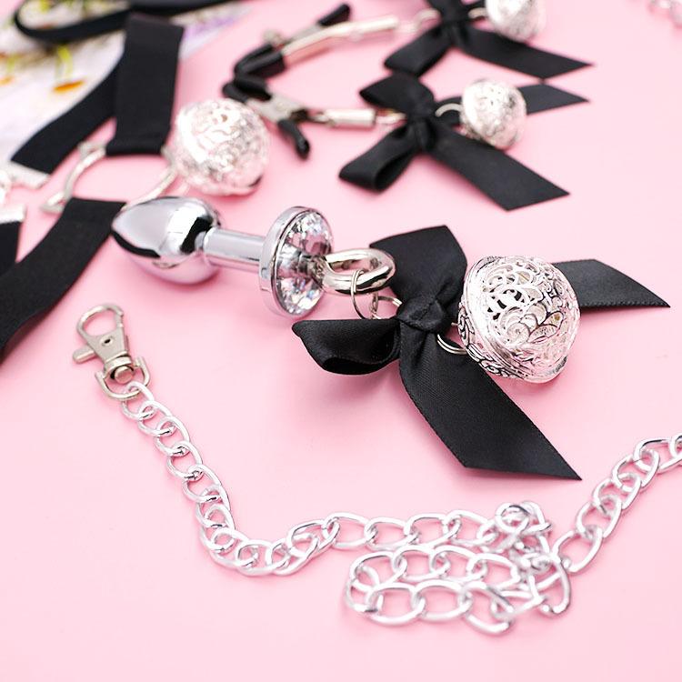 BDSM Bow Bells Stainless Steel Matal Butt Plug Sexy Rabbit Cosplay Suitable For Couples Flirting And Teasing For