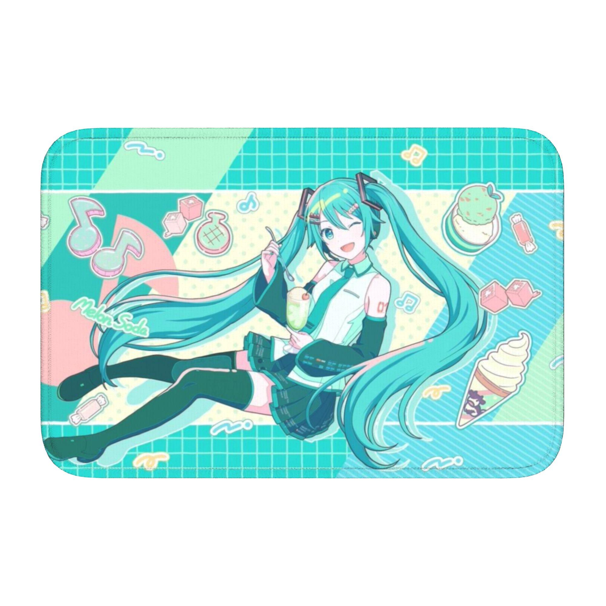 

Hatsuned Mikues Cartoon Front Door Floor Entrance Welcome Mat Indoor Kitchen Bath Doormat Toilet Living Room Carpet Rug Footpad 60cm x 90cm