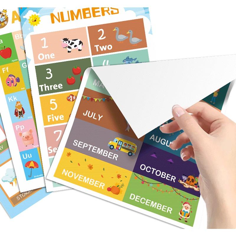 Kids Early Education Learning Posters Alphabet Math Weather Time Educational Charts