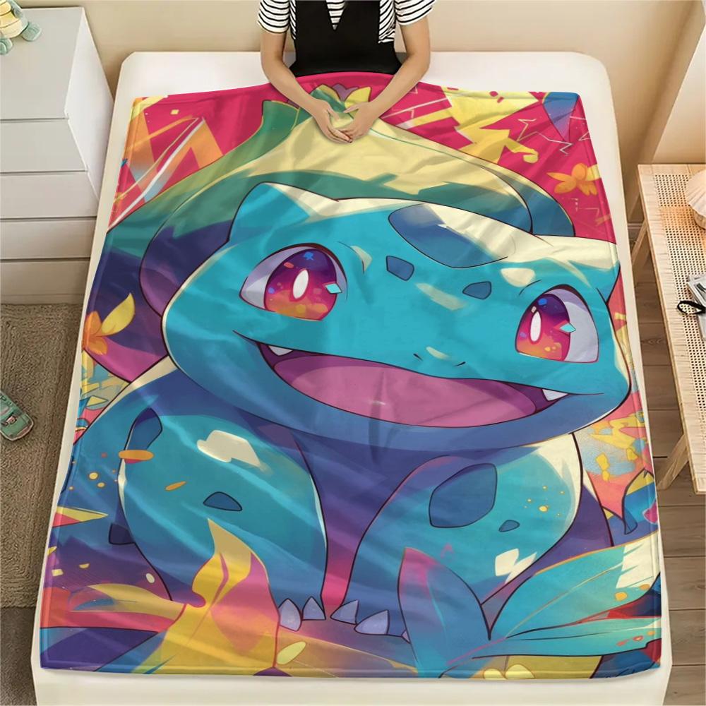 Bulbasaur Printed Flannel Blanket Warm Soft for Bed Sofa Couch Travel and Picnic.-TING
