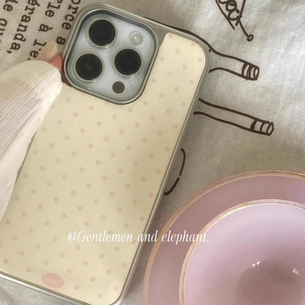 Korean ins Light Yellow Pink Polka Dots Phone Case for iPhone 17 16e 16 15 14 13 12 11 Pro Max X XR Air Plus Luxury Clear Soft