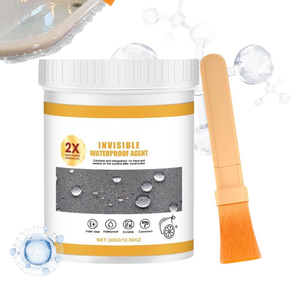 Invisible Waterproof Agent 300g Long-Lasting Filler Paint with Brush Transparent Waterproof Sealant for Concrete Roof Wood