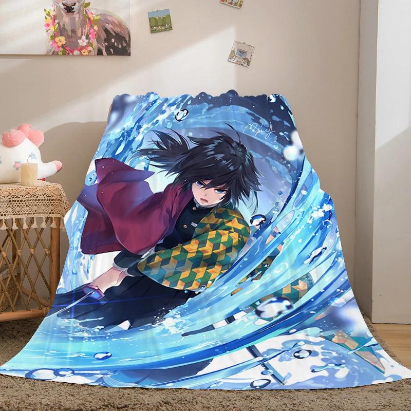 Anime Fleece Blanket Sofa Winter Warm A-Demon Slayer Bed Camping Custom Nap Fluffy Soft Blankets King Size Microfiber Bedding