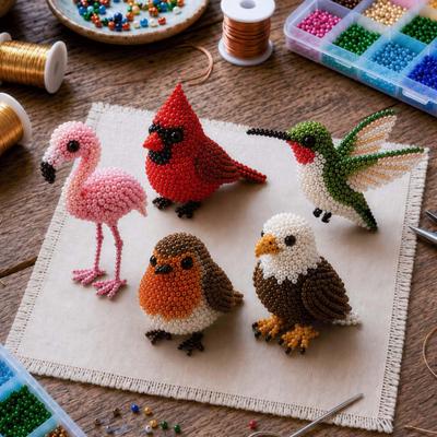 Kit de Broderie cu Mărgele Pasăre DIY, Kit de Meșteșug cu Mărgele Animale 3D, cu Accesorii Colorate cu Mărgele, Proiect Drăguț de Meșteșug cu Pasăre din Mărgele pentru Adulți și Adolescenți Cadou Creativ