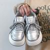 Campus Style 22 Autumn Leather Thick-soled Silver Sweet Muffin Bottom Lightweight Wear-resistant Board Shoes
