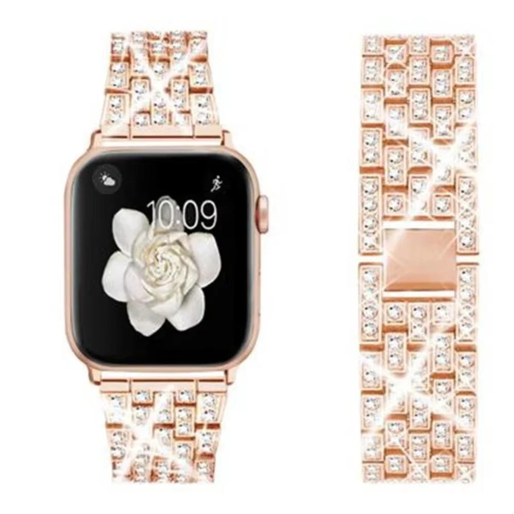 Passend für Apple Watch 30/40/41mm 42/44/45/49mm voll mit Diamanten besetztes einfaches und stilvolles Metallarmband