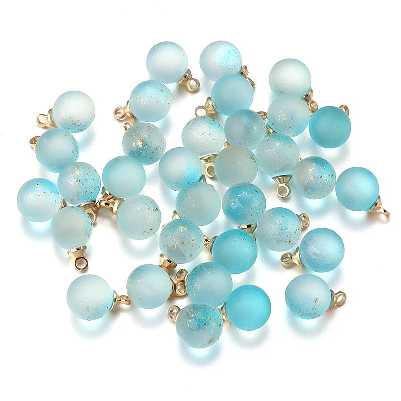

30Pcs Gradient Color Lampwork Beads Charms 8mm Round Glass Beads Pendant for DIY Necklace Earrings Jewelry Making Accessories синий