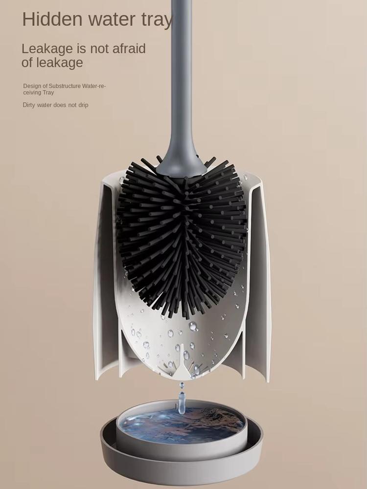 Set perie de toaletă în formă de măslină Mâner lung Silicon moale Multifuncțional Curățător de uz casnic pentru baie Fără colțuri moarte Flexibil Curățare profundă Igienic