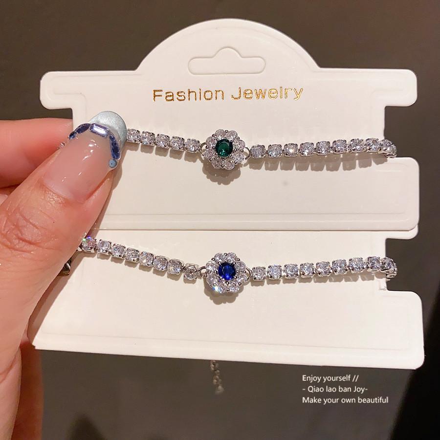 Floral Zirconia Pendant Bracelet For Women Elegant Summer Jewelry Gift For Ladies