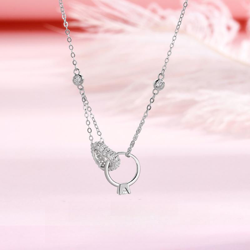 

Fashion love ring necklace female ins style hip hop tide splicing love chain