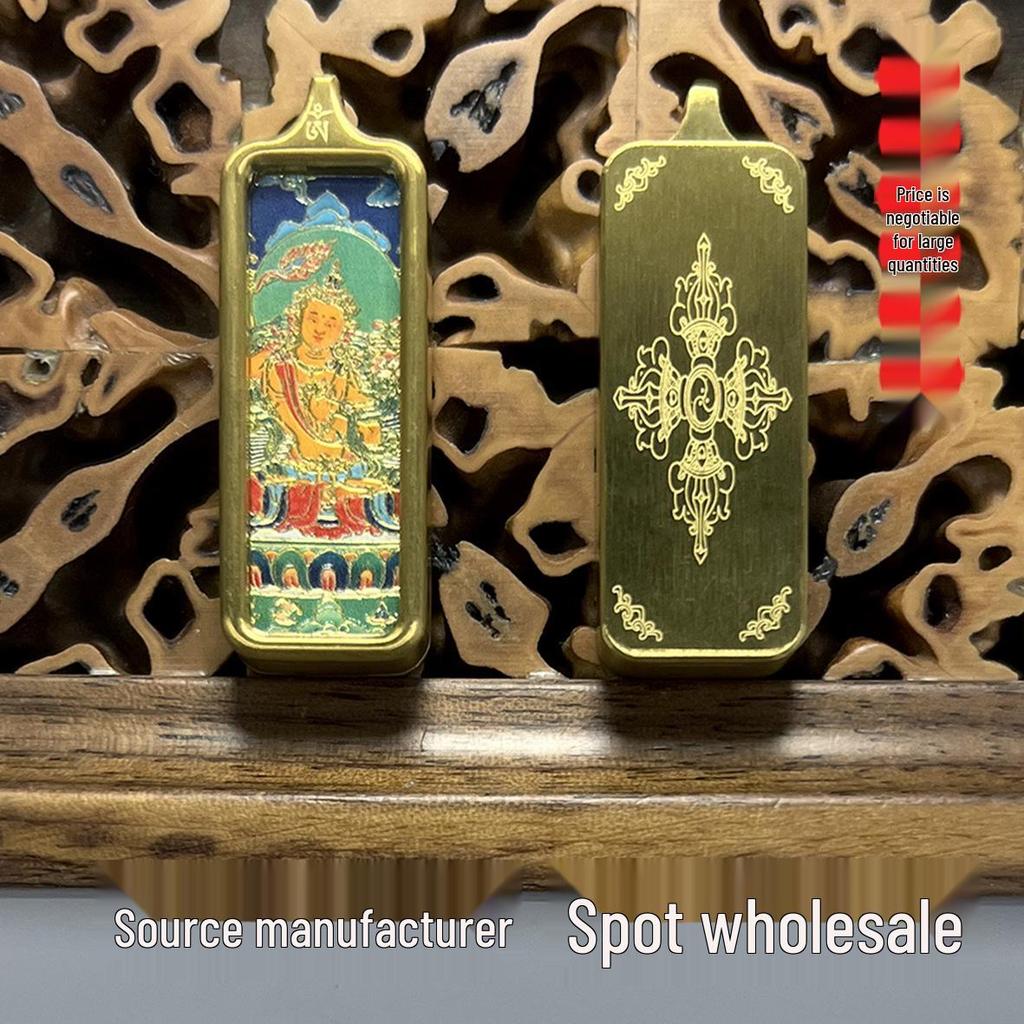 Tibetan Eight Guardian Gods Titanium Steel Thangka Pendant