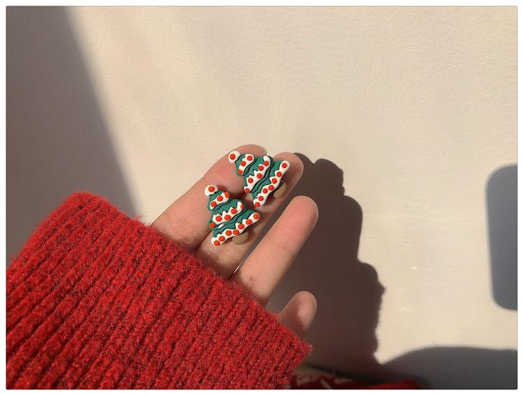 S925 Silver Christmas Stud Earrings - Cute Cartoon Santa, Reindeer, Snowman, Bell Ear Clips