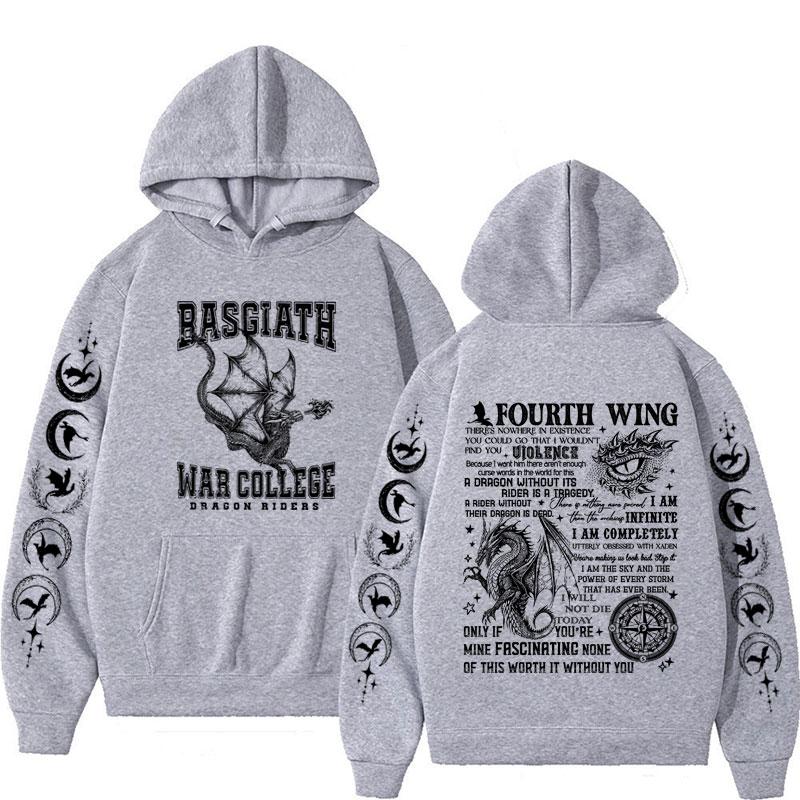 Fourth Wing Basgiath War College Hoodies The Empyrean Series Dragon Rider Hoodie Men's Y2k Clothes Fashion Sweatshirt Streetwear