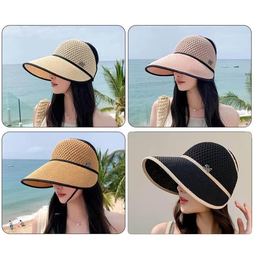 Faltbarer Stroh-Sonnenhut mit breiter Krempe für Damen mit Sonnenschutz Packbares Design Floppy-Hut Perfekt für Urlaubsbekleidung