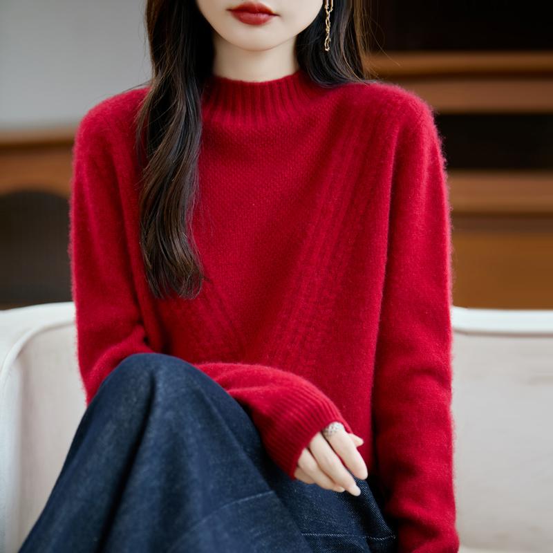 Dámský kašmírový svetr Kašmír Qinghe 30% kašmír 70% vlna podzimní a zimní pulovr hřejivý a módní