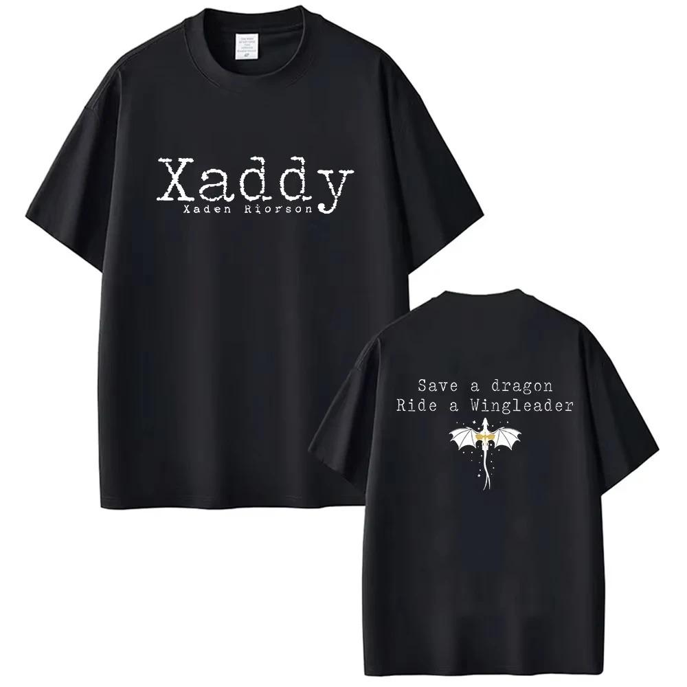 Basgiath War College Fourth Wing Fantasy Novel Tshirt Dragon Rider Xaden Riorson Print Short Sleeve Top Mens Women Cotton