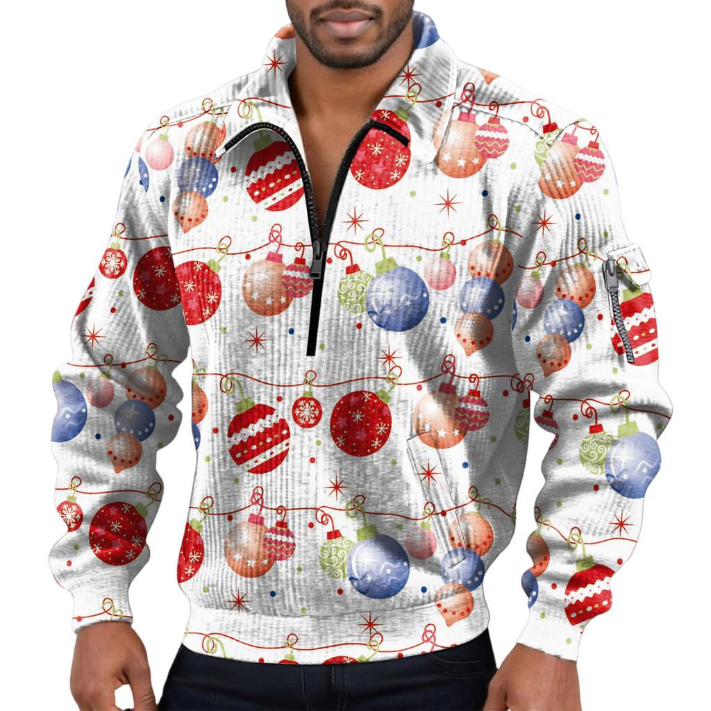 Men's  Flip Collar  Long Sleeves  Half Zipper  Hoodie