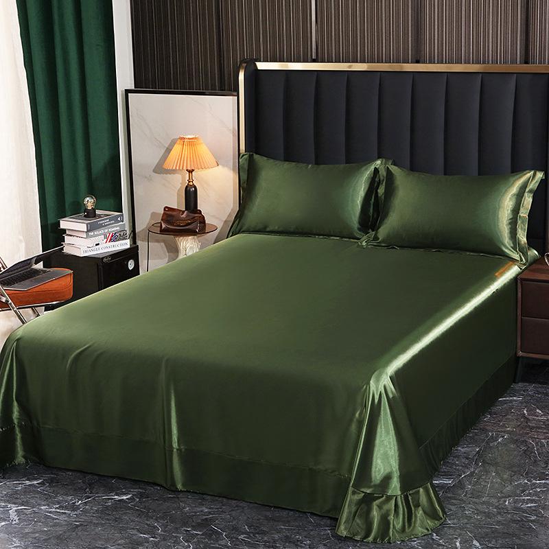 Washable Silk Fitted Sheet Set with Satin Pillowcase & Double Duvet Cover