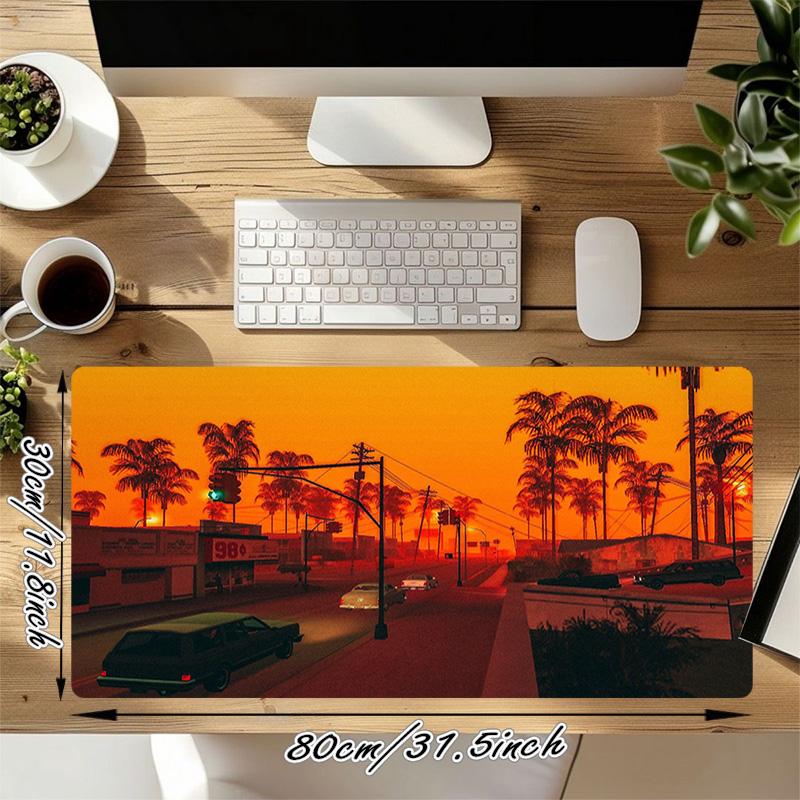 Sunset Drive Xl Gaming Mouse Pad Nonslip Rubber Base Stitched Edge Waterproof Desk Mat For Pc Laptop Gamer Office Computer Accessories C929659