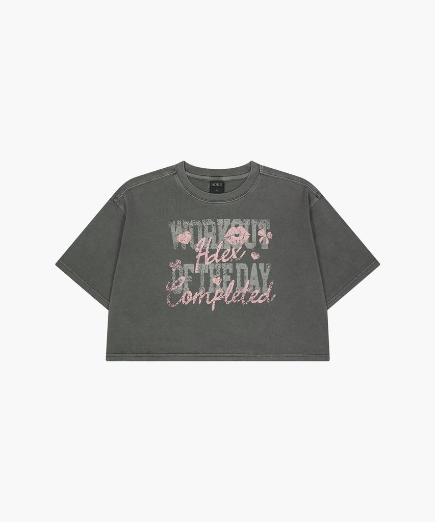 HDEX Women'S Layered Pigment Crop Short Sleeve (Pigment Charcoal)