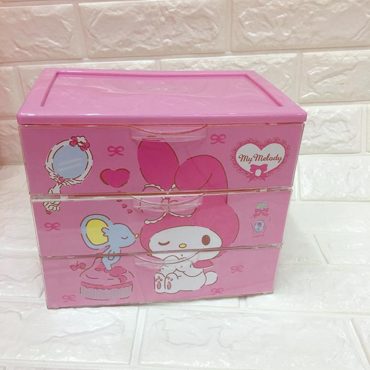 Hello Kitty Leopard Unicorn Melody Pattern Three Layer Drawer Style Storage Box For Jewelry And Makeup Organizer