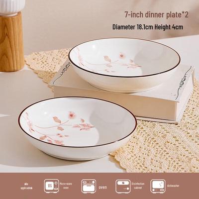 Nordic Ceramic Floral Underglaze Dinner Plates