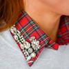 Elegant Plaids Detachable Collar Rhinestones Embellished Polyester For Formal Wear