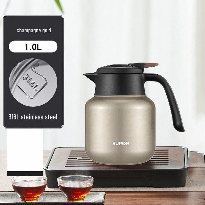 

Supor 316L Stainless Steel Insulated Kettle, Large Capacity Stewing & Brewing Teapot, Thermos Flask 24-hour Insulation 316L Stainless Steel