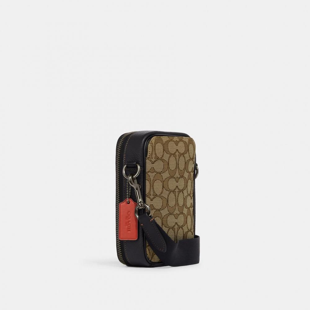 Coach Stanton Transversal em Jacquard Signature Prata Carvão Preto