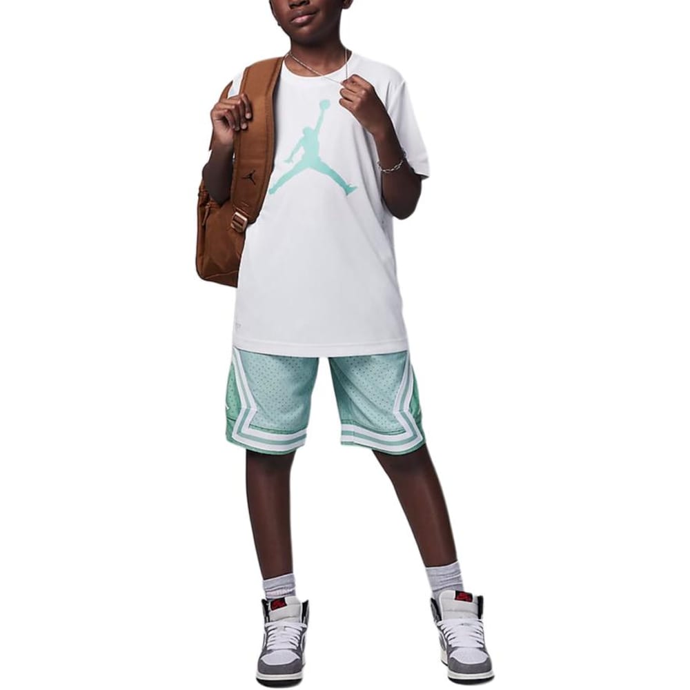 Jordan T Shirt White/Rising Emerald Green Children Aged 3 7 Years Old HA2543-100