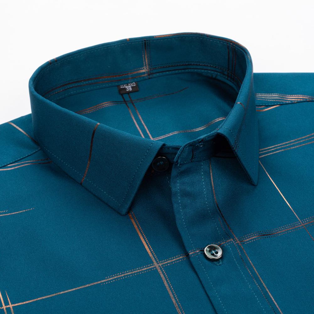 Stripe Print Casual Button Up Long Sleeve Easy-Care Shirt With Chest Pocket, Slightly Stretch Men's Semi-formal Dress Shirts