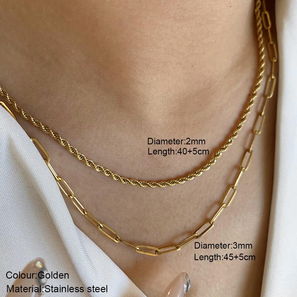 New 2025 Stainless Steel Double Layered Stacking Chain Necklace Women Woman's Choker Jewelry Necklace for Women