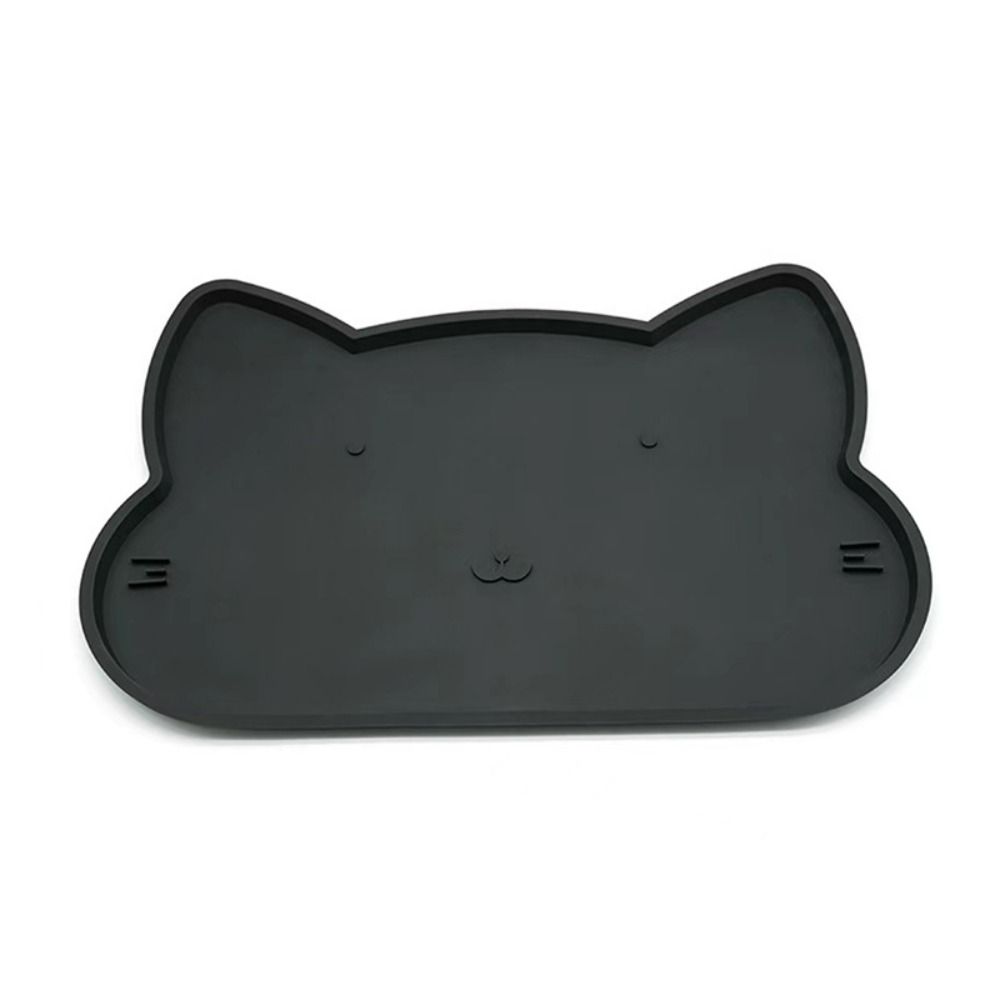 Silicone Pet Feeder Mats Cat-shaped Cat Placemat Portable Pet Bowl Mat Kitten Feeding