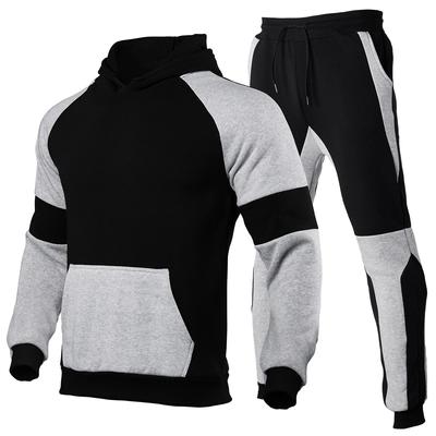 Traje de sudadera con capucha y patchwork informal para hombre de primavera y otoño