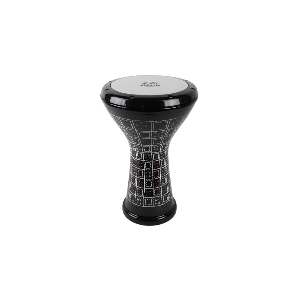 Hazara Cast Black, Colorful Embroidered, Square Enameled Inlay Percussion Dumberlek Handdrum Dumbelek Darbuka