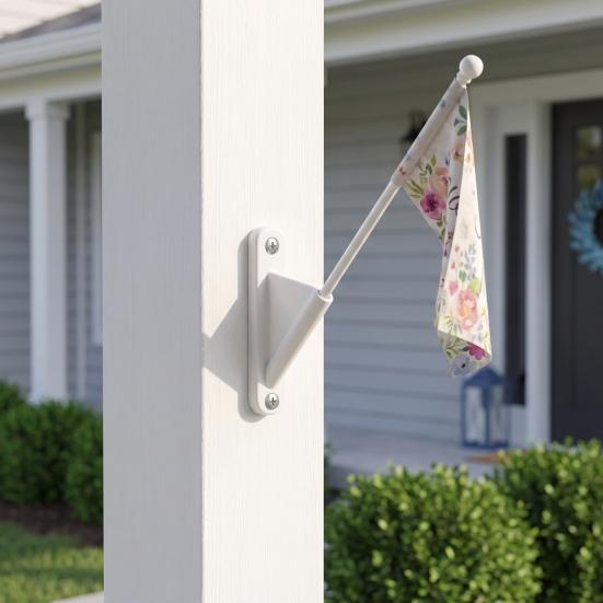 Weatherproof Flag Holder Mini Stick with Screws, Wall Mount Pole Miniature Base Holder, Small Display Bracket for Classrooms Offices Shops