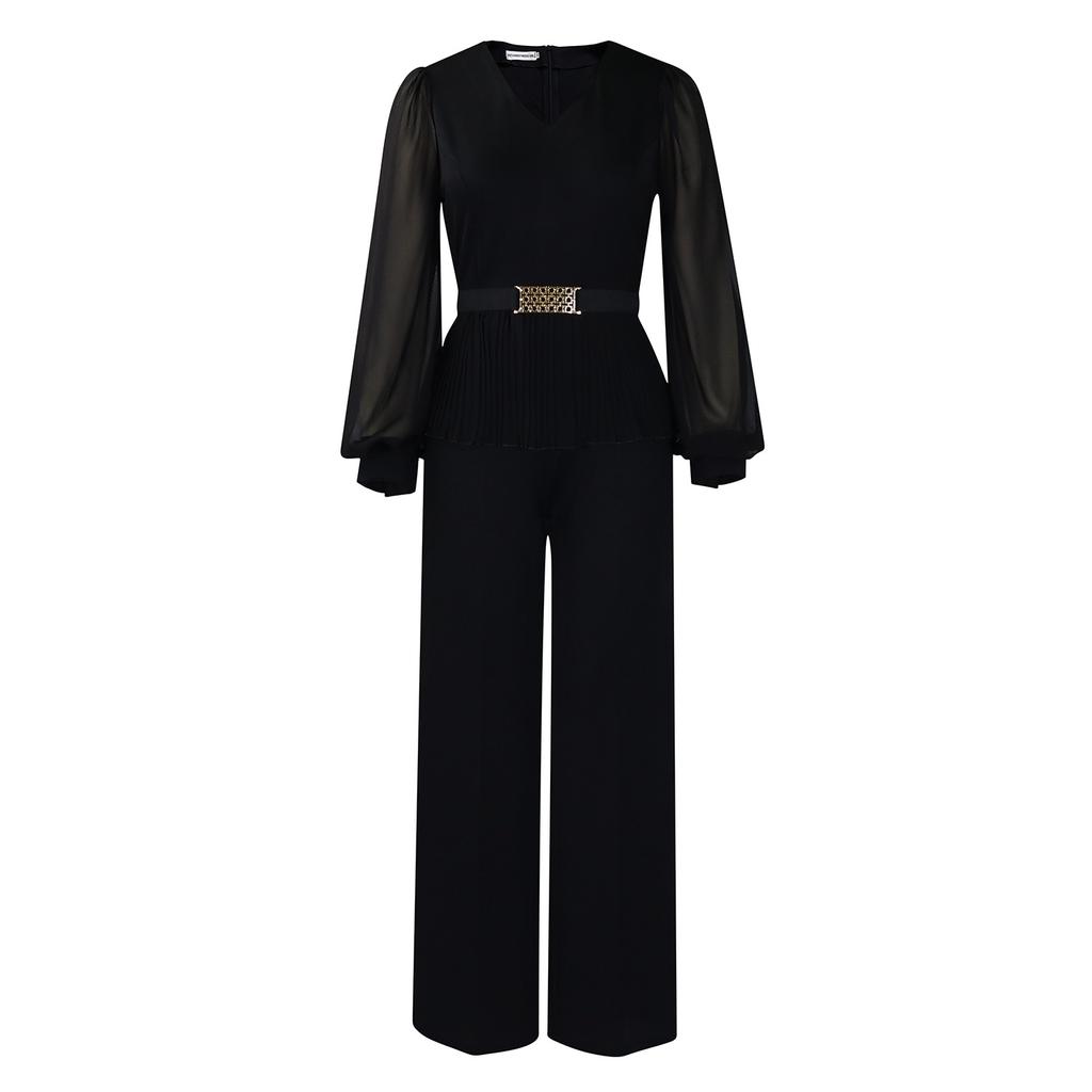 Traje de dos piezas con pantalones anchos y manga larga para mujer, nuevo estilo