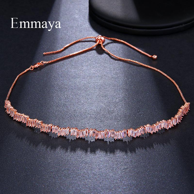 Emmaya Fashion Jewelry Rose Gold Rectangle Zirconia Necklace/Torques For Women Party Gift