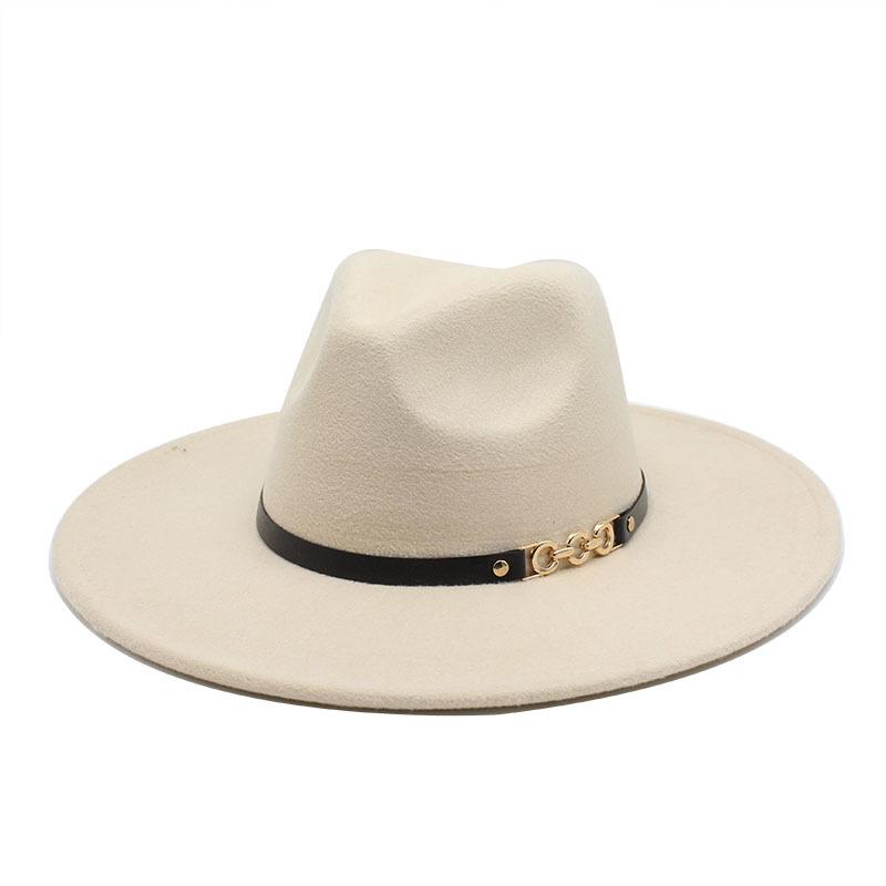 Big Eaves Wool Jazz Top Hat Women'S Casual Big Edge Felt Hat Men'S Jazz Hat 9.5Cm