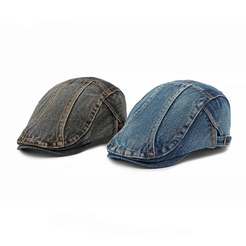 2026 Four Seasons Denim Solid Newsboy Caps Men Washed Flat Peaked Cap Women Painter Beret Hats 16