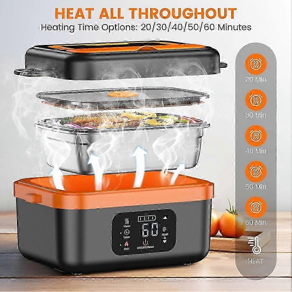 Cordless Electric Lunch Box,Rechargeable Self-Heating Food Warmer with 16000mAh Battery,for Work/Travel/Car/Office EU
