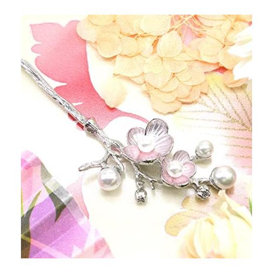 Miaomyao Hairpin Kanzashi Single Prong Hair Stick for Japanese Traditional Wear (Tomesode), Hair Accessory, Metal, Antique, Cubic Zirconia, Couple,