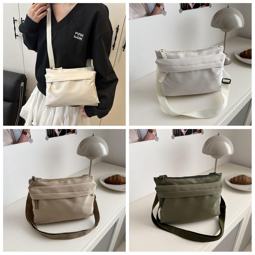 

Lightweight Canvas Messenger Bag Large Capacity Crossbody Bag Purse Nylon Cloth Shoulder Bag Women хаки