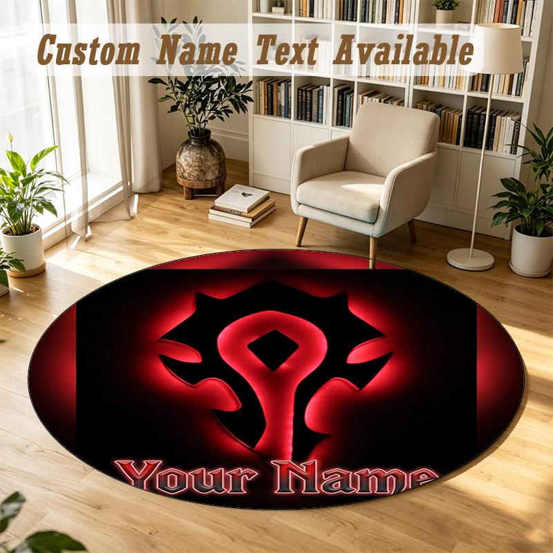 World of Warcraft Personalized Round Rug Support Custom Name, Soft Home Decor Mat