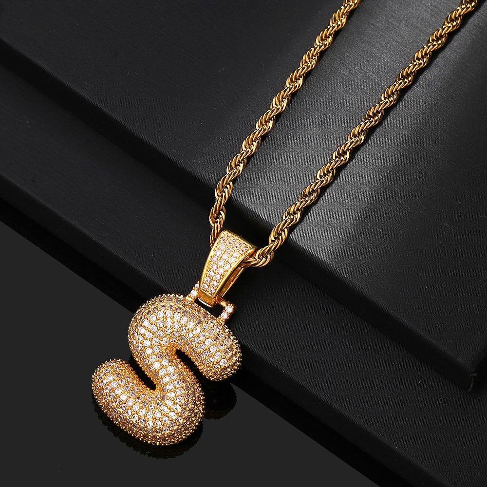 Hip Hop 26 English Letter Pendant Rap Simple Fat Letter Pendant Unisex Necklace