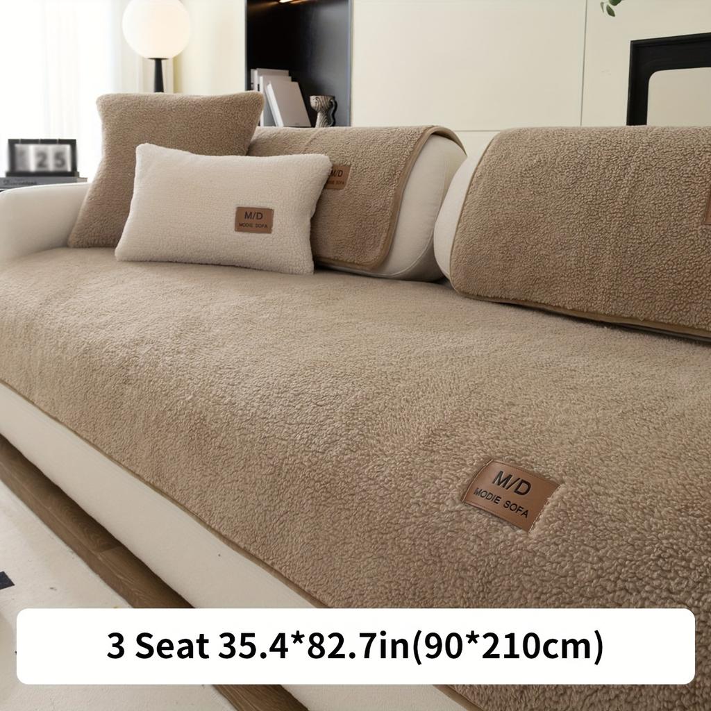 1pc Plush Sofa Slipcover/Pillowcase, Thickened Couch Cover Four Seasons Universal Furniture Protector for Bedroom Office Living Room Home Decor