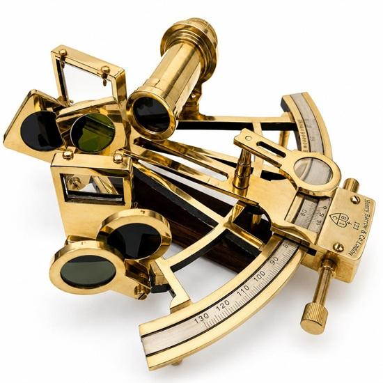 20.32 Cm Handmade Brass Nautical Sextant, Working Navigation Instrument, Polished Maritime Collectible, Nautical Decor Gift