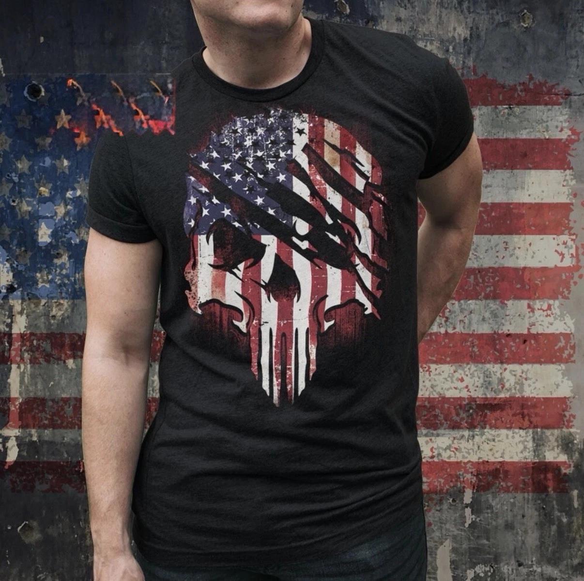 Skull Flag Custom Inspired Graphic Skull T-Shirt Top S-3XL 4XL